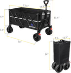 Collapsible Wagon Cart with Wheels Foldable - Folding Utility Heavy Duty Wagons Carts for Grocery Sports Garden Shopping Camping Wheelbarrows (Black, 150L)