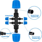 10 Pcs 1/2 to 1/4 inch Garden Hose Tubing Irrigation Fittings,6-Way Anti-Leak 1/2'' to 1/4'' Locked Barbed Drip Irrigation Tee Connectors (1/2"IDx0.6-0.63"OD) 1/2'' to 1/4'' Irrigation Tubing Fitting