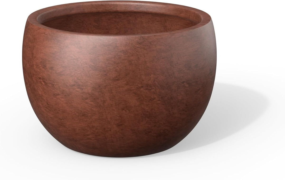 Kante 19.9" Dia Round Concrete Planter, Outdoor/Indoor Large Bowl Plant Pots with Drainage Hole and Rubber Plug for Garden Patio Balcony Home, Rusty