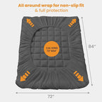MATBEBY California King Mattress Pad - Cooling Breathable Mattress Topper, Quilted Fitted Mattress Protector, Pillow Top Mattress Cover with 8-21" Deep Pocket, Machine Washable, Dark Grey, Cal King