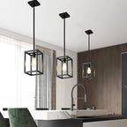 Kitchen Black Pendant Lighting Chandeliers for Dining Rooms, Mini Pendant Lights 1-Light Modern Hanging Light Fixture Matte Black Industrial for Kitchen Island