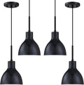 4 Pack 1 Light Industrial Hanging Indoor Kitchen Island Pendant Ceiling Light Fixtures Black Finish,5.9" Drum Metal Shade for Bar Dining Room Living Room Over Sink