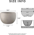 Kante 19.9" Dia Round Concrete Planter, Outdoor/Indoor Large Bowl Plant Pots with Drainage Hole and Rubber Plug for Garden Patio Balcony Home, Weathered Concrete