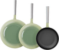 KOKHUB Non Toxic Frying Pan Set 3 Piece, Titanium Enameled Cast Iron Skillets, 8" 9.5" 11" Non Stick PFOA Free Cooking Pans, Dishwasher & Oven Safe Cookware, All Cooktops Compatible, Sage Green