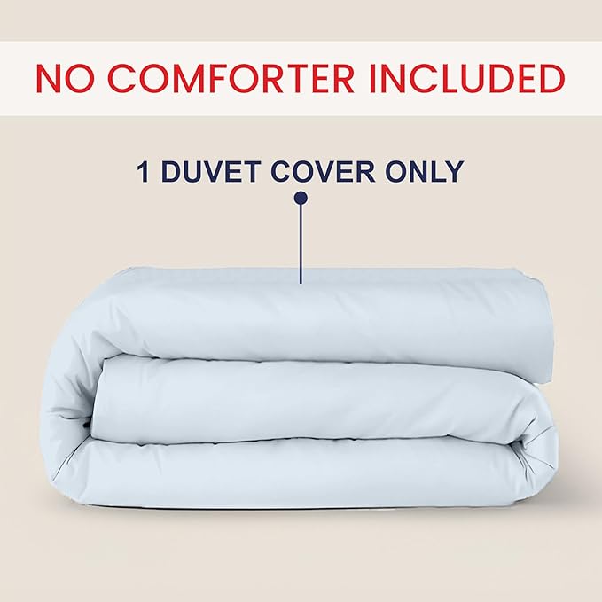 Kotton Culture 120"x120" 1 Pc Super King Plus/Super Oversize King Duvet Cover Only 100% Egyptian Cotton - 600 TC, Zipper Closure & Corner Ties - Fits Only Extra Large Inserts - Blue Sky