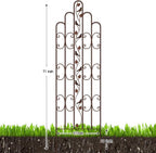 Amagabeli 2 Pack 71” x 21” Tall Garden Trellis for Climbing Plants Outdoor Heavy Climbing Plant Rose Trellis Wrought Iron Ivy Vine Cucumbers Decorative Metal Trellis Brown