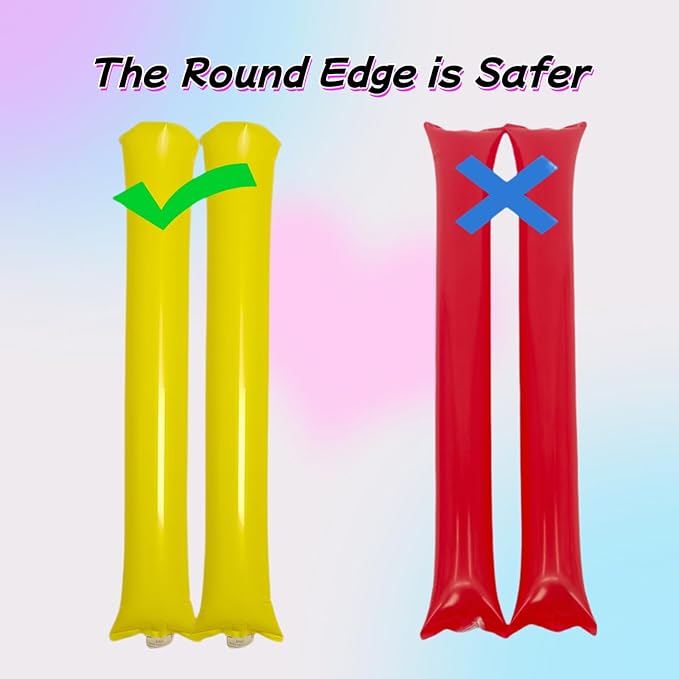 40pcs Round headTeam Spirit Boom Sticks Thunder Sticks Cheering Sticks Team Spirit Plastic Cheerleading Spirit Stick Clapper Inflatable Noise Maker Sports Supply (Yellow)
