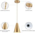 Gold Pendant Lights Kitchen Island,Dining Room Light Fixtures Over Table 3 Pack with Brushed Brass Cone Metal Shade, Modern Farmhouse Mini Chandeliers,Adjustable Cord Hanging Lighting for Bar,Sink