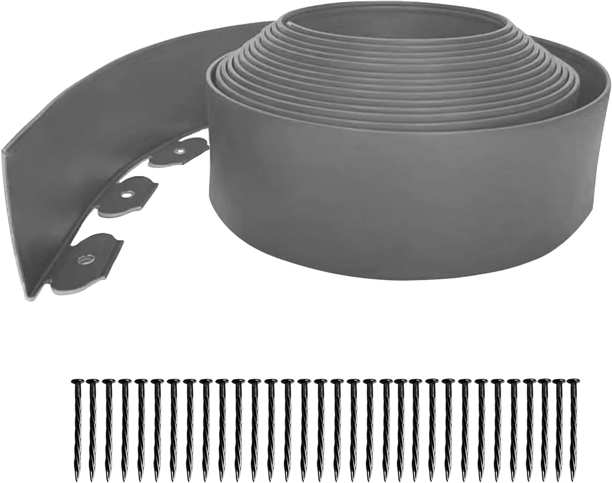 Garden Edging,33ft Landscape Edging Borders Garden Border Edging【4 INCH Hight】 Flexible Lawn Edging Include 30 Stakes,Paver Edging for Yard, Lawn, Gardens(Grey)