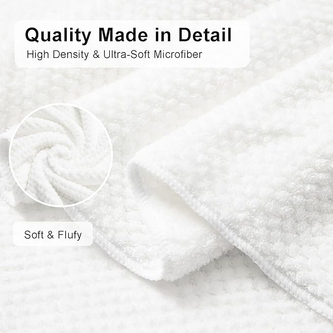 8 Piece Large White Family Bath Towel Set-2 Oversized Bath Towel Sheets,2 Hand Towels,4 Washcloths-600GSM Soft Highly Absorbent Quick Dry Beach Chair Towels Woven Towels for Bathroom Hotel and Spa