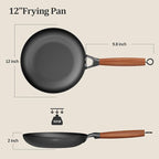 YUTANN Nonstick Frying Pan 12 inch, Ceramic Cast Iron Skillet, Lightweight Pre-seasoned Cast Iron Pan with Detachable Handle, Dishwasher & Oven Safe, Free of PFAS and PFOA