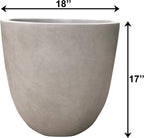 Kante 18 Inch Dia Round Concrete Planter, Indoor Outdoor Large Plant Pot with Drainage Hole and Rubber Plug for Home Patio Garden, Weathered Concrete