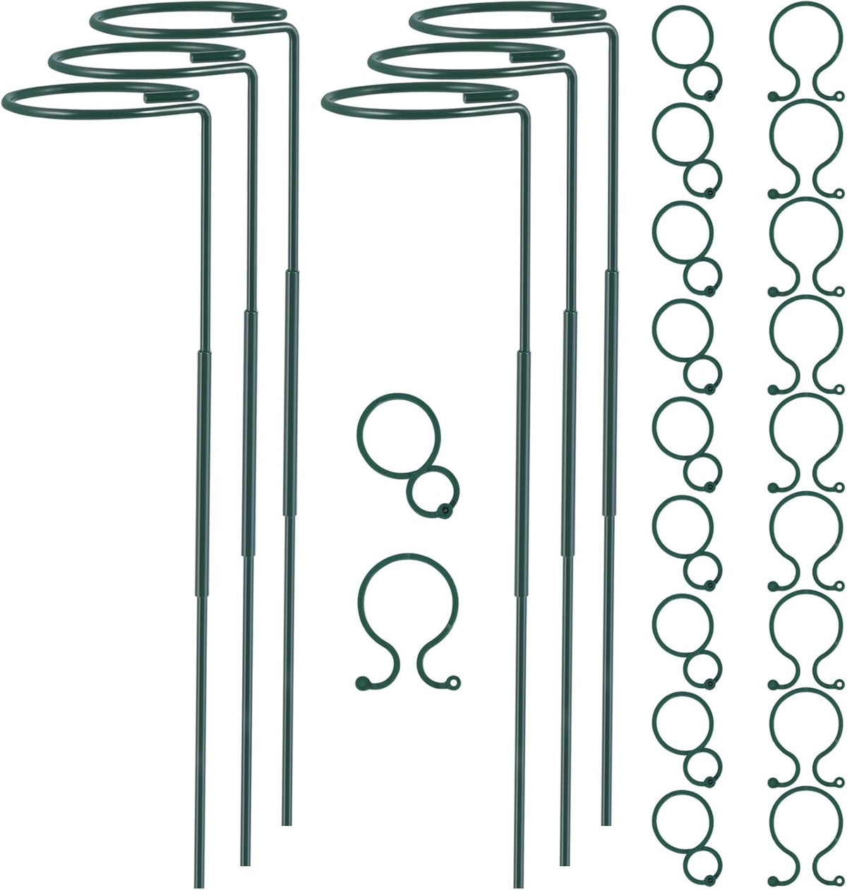 Plant Stake Support - 6 Pack Adjustable Height 16" or 30", Garden Support Stake Plant Cage Support Rings, Single Stem Plant Support Stakes, for Flowers Amaryllis Tomatoes Peony Lily Rose (30inch)