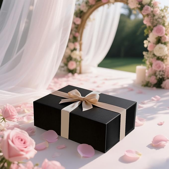 Large Black Gift Box,13.75"x9"x4.5", Gift Boxes with Magnetic Lids for Presents Closure Gift Packing for Birthday,Christmas, Halloween,Wedding,Bridal Gifts,Mother's Day Gift Packging