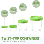 4 oz Small Plastic Containers with Lids, 6 Pack Stackable Small Freezer Containers, Reusable 1/2 Cup Food Containers for Snack Puree Fruit, with Pen and Brush, Microwave & Dishwasher Safe