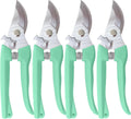 Pruning Shears for Gardening, 4 Pack Garden Scissors for Cutting Fresh Flowers, Floral Clippers for Plants, Fruits (Green)