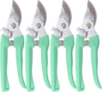 Pruning Shears for Gardening, 4 Pack Garden Scissors for Cutting Fresh Flowers, Floral Clippers for Plants, Fruits (Green)