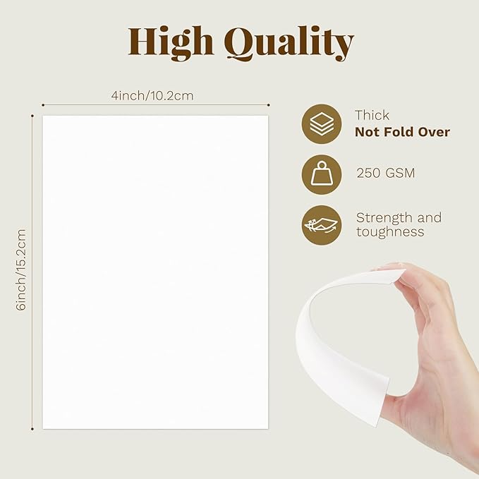 Goefun White Blank Cards (Unfolded) and Envelopes 4 x 6 Flat Postcards and A6 Envelopes Self Seal 100 Pack for Wedding, Invitations, DIY Greeting Cards & All Occasion