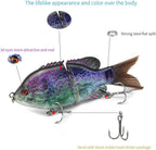 5.9in Multi Jointed Swimbait Fishing Lures Bait,2 Segment Big Giant Sinking Fishing Bass Lures,Crankbaits Swimbaits with Treble Hook