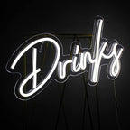 Looklight Drinks Neon Sign,Bar Neon Sign,Neon Signs for Wall Decor,Neon Sign For Room,White Neon Light Sign Led Neon Bar Signs USB Connectivity Light Up Wall Decor for Teen Room Bedroom Bar Store