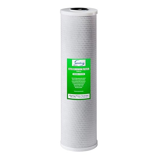 iSpring FC25B Whole House Water Filter, CTO Carbon Block, 20” x 4.5” for Sediment & Chlorine Removal