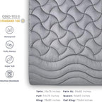 SLEEP ZONE Grey Waterproof Mattress Pad Full Size, Premium Soft Embossed Mattress Topper, Quilted Fitted Mattress Protector Cover with Elastic Deep Pocket (Grey, Full)