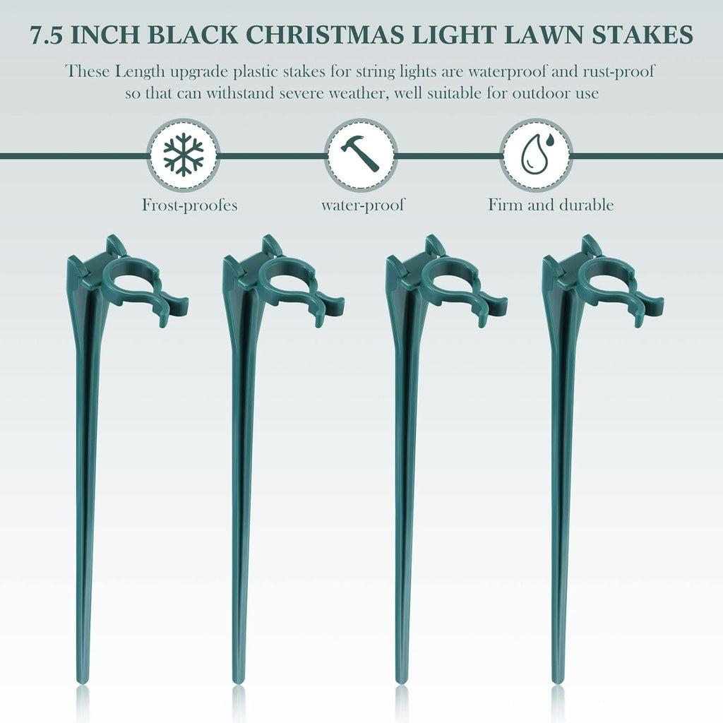 Jetec 60 Pieces Christmas Light Stakes Universal Yard Lawn Holiday 7.5 Inches Light Ground Stakes for C7 C9 String Lights Christmas Outdoor Lights Holders on Yards, Driveways (Green)