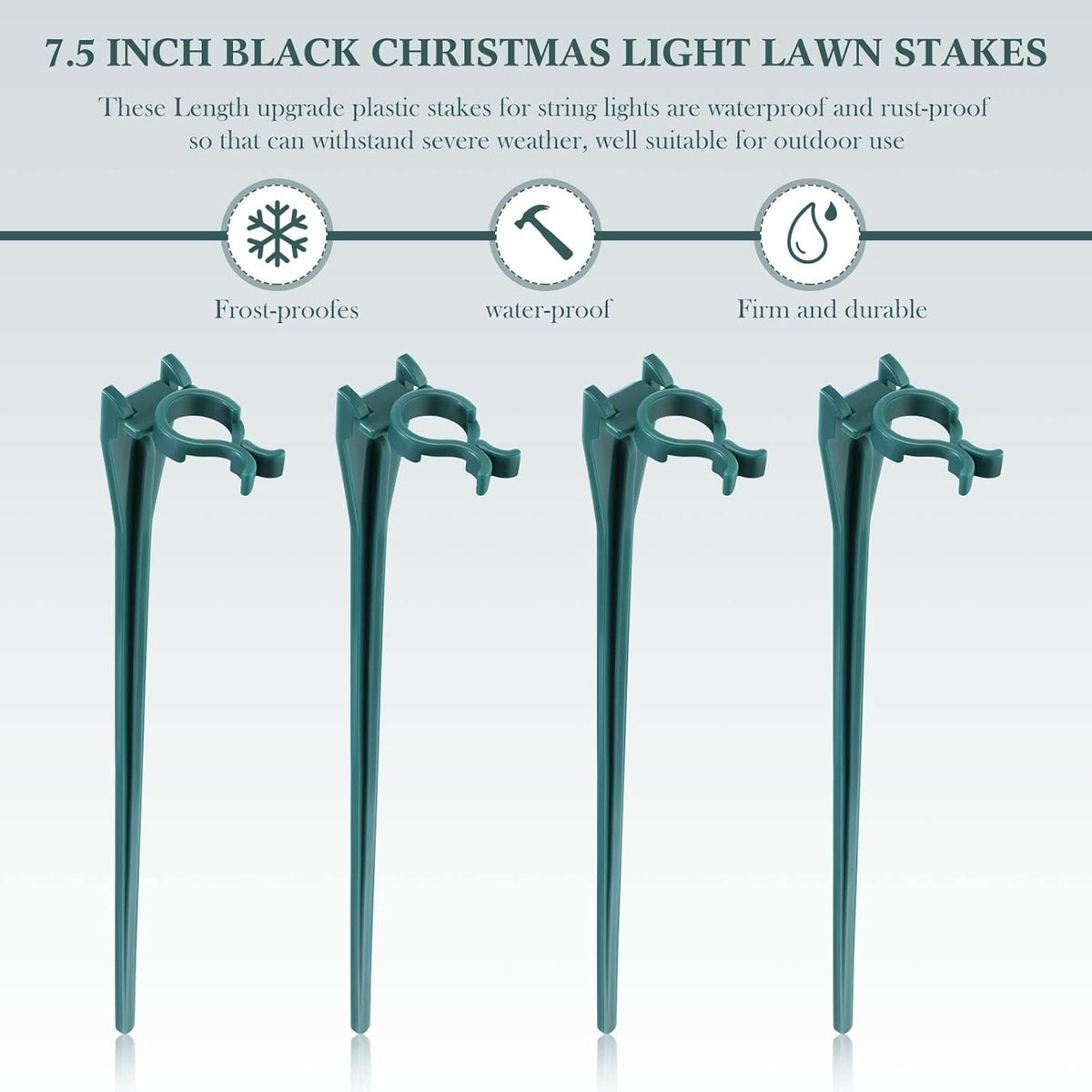 Jetec 60 Pieces Christmas Light Stakes Universal Yard Lawn Holiday 7.5 Inches Light Ground Stakes for C7 C9 String Lights Christmas Outdoor Lights Holders on Yards, Driveways (Green)