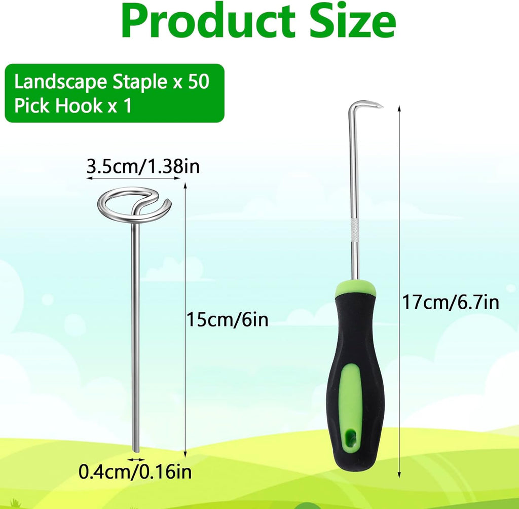 120 Pcs Landscape Staples, Thickened 8 Gauge Circle Top Landscape Fabric Pins, 6 Inch Galvanized Garden Stakes, Rust-Resistant, Heavy Duty Ground Pins for Securing Lawn Fabric Weed Barrier