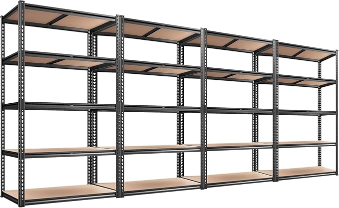 TigerParty 2020LBS Garage Shelving Units, 5-Tier Storage Shelves Heavy Duty, Adjustable Metal Organizer Utility Rack for Kitchen, Closet, Warehouse, Pantry, 72" H x 35.55" W x 16" D, 4PCS