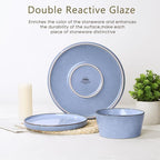 Herogo 18 Pieces Dinnerware Set for 6, Stoneware Dinner Plates and Bowls Sets, Reactive Glaze Dishes for Kitchen, Crack Resistant, Microwave & Dishwasher Safe, Haze Blue