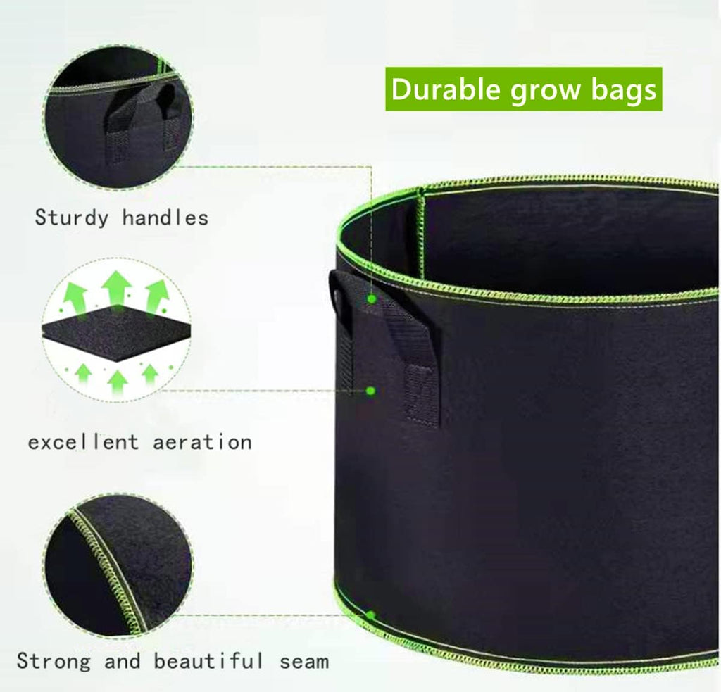 5-Pack 5 Gallon Grow Bags 300G Thickened Nonwoven Fabric Pots Plant Grow Bags with Handles,for Low Stress Plant Training Fruits, Vegetables, and Flowers