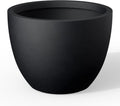 Kante 14.2 Inch Round Concrete Planter - Classic Large Indoor/Outdoor Plant Pot with Drainage Hole and Rubber Plug, Suitable for Gardens and Patios, Black