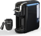 MK-603 Mini Multi Pod Coffee Maker with 9 oz Portable Coffe Cup, Hot/Cold Single Serve Espresso Machine, 4-in-1 Brewer Compatible with K Cup,Nes Original/DG Capsule and Ground,Black