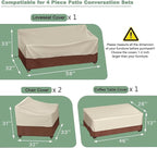 Gasadar Patio Furniture Cover Set, 4 Piece Outdoor Furniture Cover Waterproof, 600D Heavy Duty Lawn Patio Set Covers