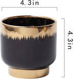 LB Black Gold Ceramic Planters for Indoor Plants, Succulent Plant Pots Ceramic Plant Pot, Modern Flower Pots for Living Room Office Home Decor, Round Flower Pot of 4.3 Inch(Plant Not Included)
