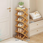 YYW Bamboo Shoe Rack for Entryway,Installation-Free and Foldable Vertical Shoe Storage Organizer,Free Standing Shoe Racks Shelf Closet Shoe Organizer for Living Room (Nature-6 Layers)
