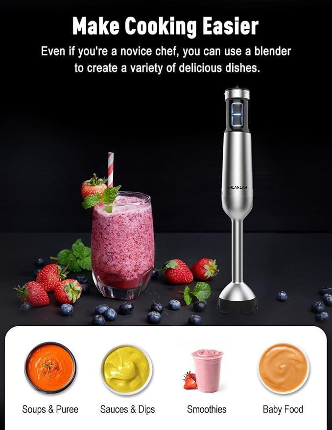 1000W Powerful Immersion Blender handheld, 2025 New Update Hand Blender with 25-Speed, Scratch-Resistant Corded Hand Mixer with Heavy-Duty Copper Brushless Motor and Gift Box