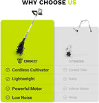 Cordless Electric Garden Tiller: DEKOPRO Power Cultivator for Effortless Soil Cultivation in Flower Beds, Vegetable Gardens, Lawns-Lightweight Lawn Yard Garden Tiller for Women & Seniors