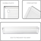 Backerysupply 4 Pack Storage Bins For Bathroom Cosmetic Makeup Vanity Clear Plastic Desk Drawer Organizers Tray Kitchen Utensils Silverware Dividers 15"x6"x2"