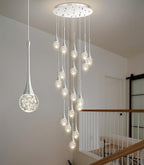 18 Light Modern Glam Crystal Chandelier for High Ceiling LED Dimmable Ceiling Pendant Light Staircase Foyer Enterway Living Room Chandelier Lighting Antique Silver