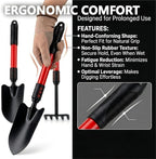 Garden Tools Set, 3 Gardening Tools Include Hand Trowel, Rake, Transplant Shovel, Lightweight Heavy Duty Garden Tool with Non Slip Handle for Yard Weed, Plant, Crack, Gardening Gift for Men & Women