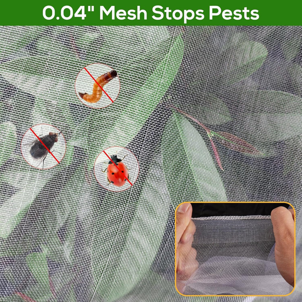 2 Pack Fruit Tree Netting Covers with Zipper & Drawstring – Ultra Fine Mesh Plant Protection Bags for Birds, Deer, Bugs & Garden Pests, 4 x 5 FT