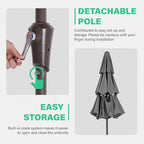 JEAREY 9FT 3 Tier Patio Umbrella Outdoor Market Umbrella Table Umbrellas with 8 Ribs 1.5 Pole Push Button Tilt and Crank UV Protection for Garden,Backyard,Gray