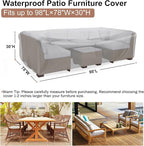 Patio Furniture Set Cover Waterproof, Mrrihand Outdoor Sectional Sofa Set Cover Heavy Duty 600D Table and Chair Set Cover 98" L× 78" W× 30" H