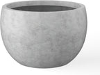 Kante 19.9" Dia Round Concrete Planter, Outdoor/Indoor Large Bowl Plant Pots with Drainage Hole and Rubber Plug for Garden Patio Balcony Home, Natural Concrete