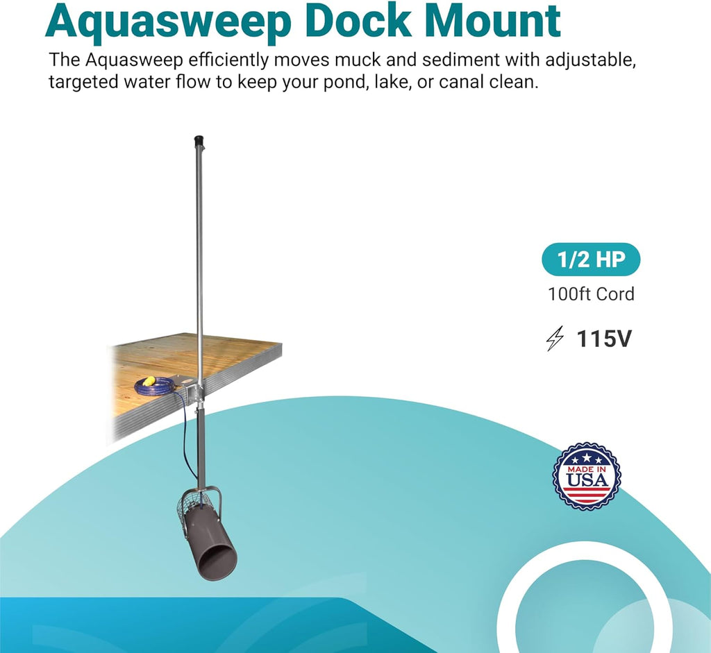 Scott Aerator Aquasweep Dock Mount - 1/2 Horse Power 115V 100 Feet Cord - Water Circulator | Water Agitator | Water Mover