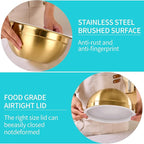 6 Piece Gold Mixing Bowls Set With Lids for Kitchen - Stainless Steel Ideal for Baking, Prepping, Cooking and Serving Food - Nesting Metal Bowls for Space Saving Storage
