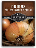 Yellow Sweet Spanish Onion Seed for Planting - 1 Packet with Instructions to Plant and Grow Long Day Onions in Your Home Vegetable Garden - Non-GMO Heirloom Variety - Survival Garden Seeds