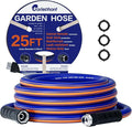 garden hose 25 ft x 5/8", Hybrid Rubber 25ft water hose, Durable, Anti-UV, Sturdy, No-Leakage, Lightweight, Flexible, Heavy Duty garden hoses with Swivel Handle